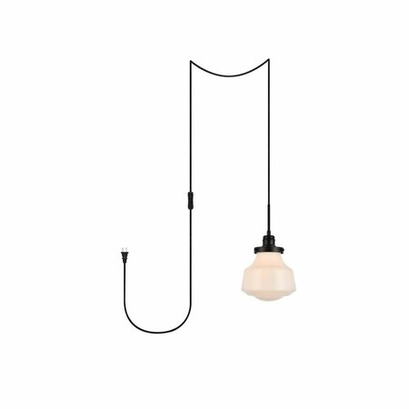 CLING Lyle 1 Light Black & Frosted White Glass Plug-In Pendant CL2955419